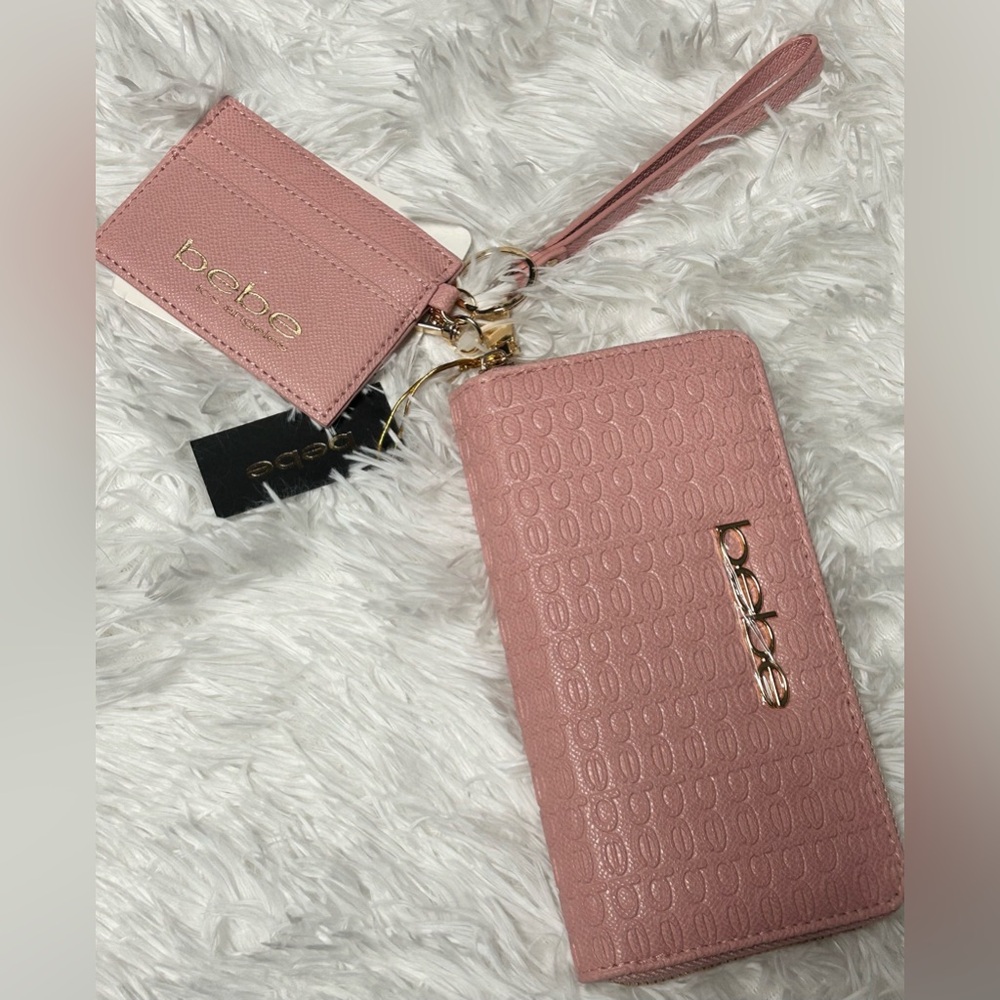 Bebe Pink Zip Wallet & Wristlet Card Holder Bundle Set β NWT - Picture 2 of 7
